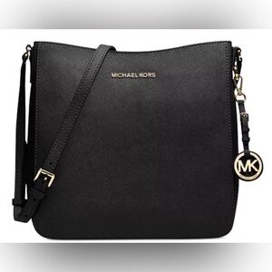 🖤 Michael Kors Jet Set Messenger Crossbody – Black Pebbled Leather